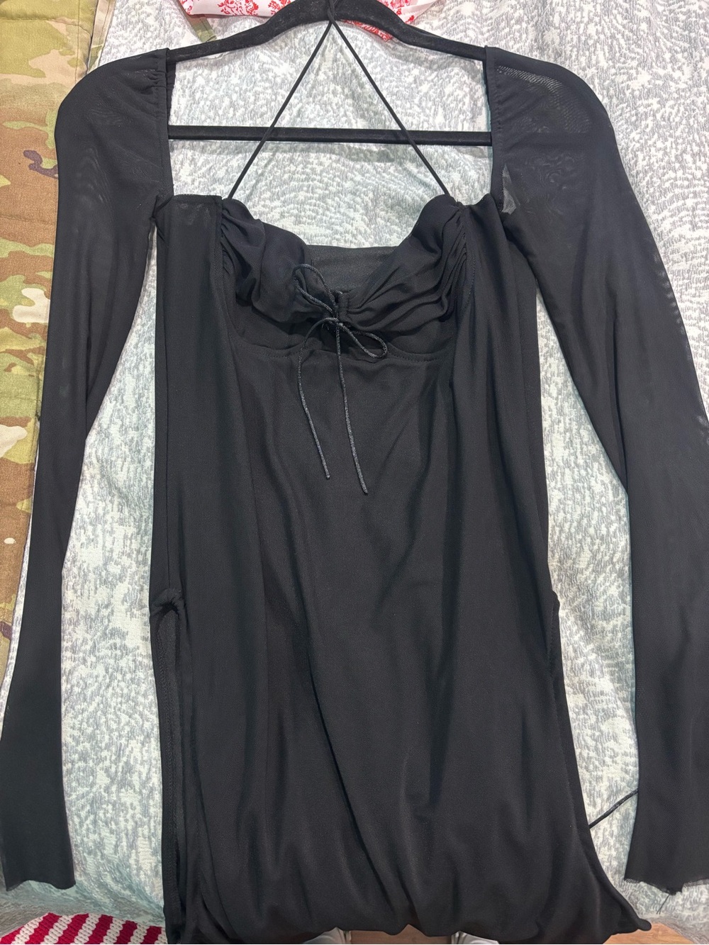 Amazon Essentials Black Long-Sleeve Mini Dress